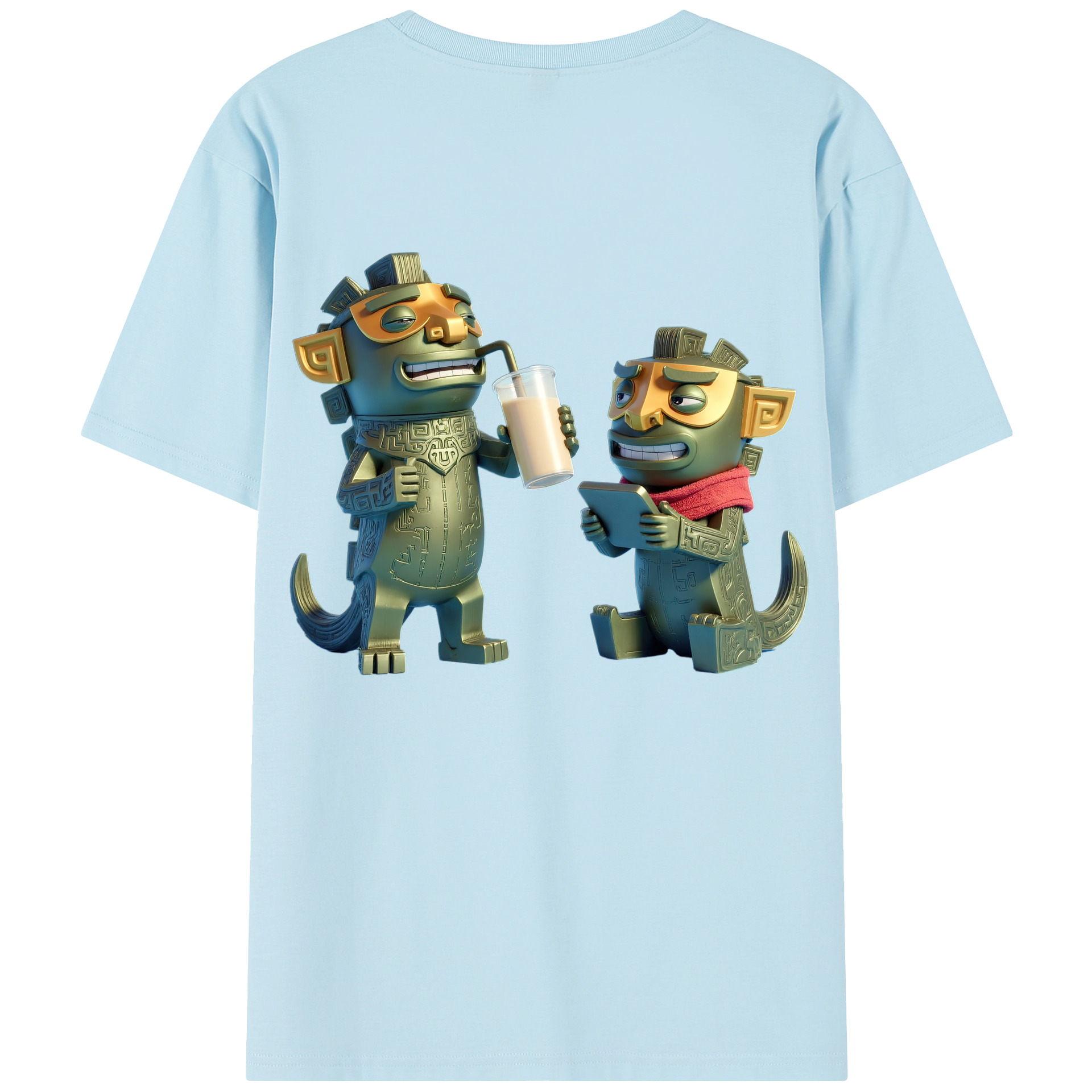 （画像用） Ne Zha 2 ナタ 魔童の大暴れ 綿100％半袖Tシャツ（背面プリント）